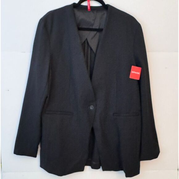 Spanx Perfect Collarless Blazer Sz XL NEW Black 1 Button Jacket‎ Ponte Career - Picture 2 of 16